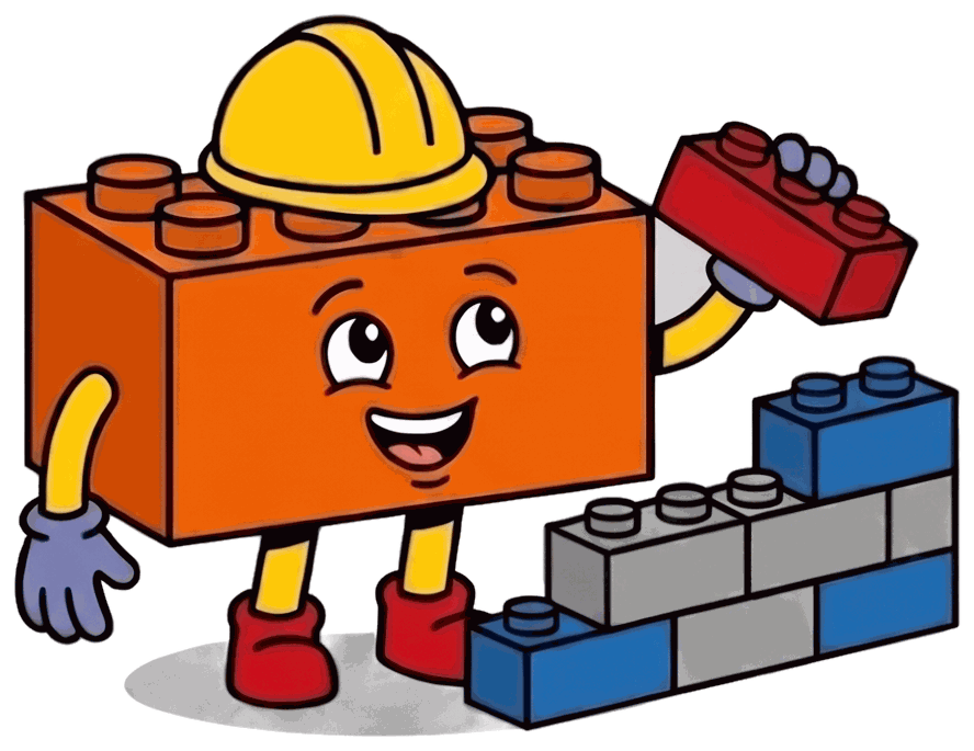 Bricchetto costruisce un muretto con i mattoncini sfusi
